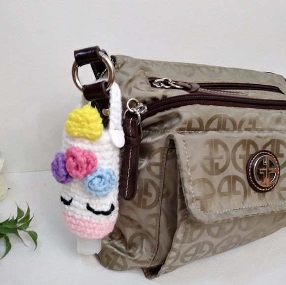 Amigurumi Unicorn Coin Bag, Unicorn Keychain and hand Sanitizer Holder. Crochet - Picture 3 of 8